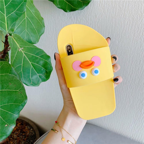 Cartoon Hyaluronic Acid Duck Slippers for iPhone Cases